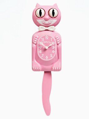 RETIRED urban outfitters Pink Satin Kitty Cat klock clock